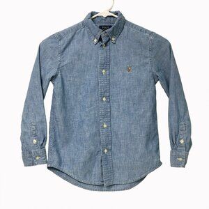 Polo by Ralph Lauren boy's denim long sleeve shirt size 7